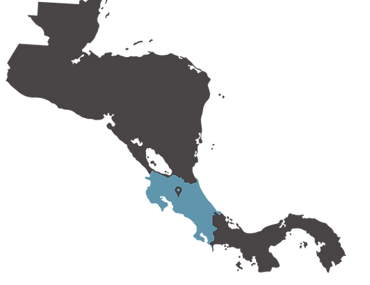 Map of Central America with Costa Rica highlighted